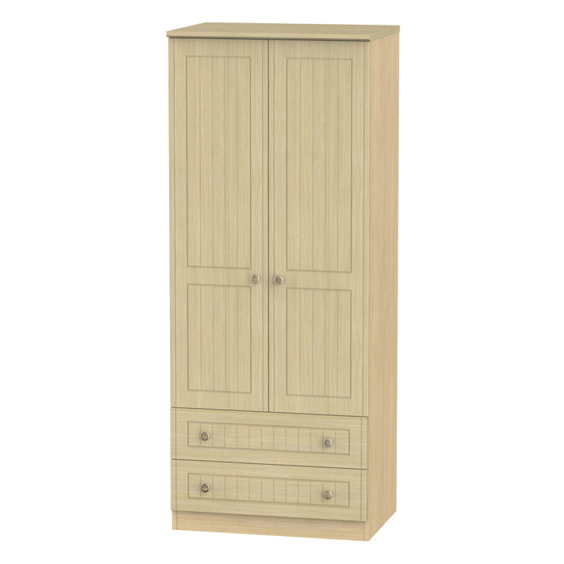 Saxena 2 Door Manufactured Wood Wardrobe, Cream Oak, 182.5 cm H x 74 cm W x 53 cm D