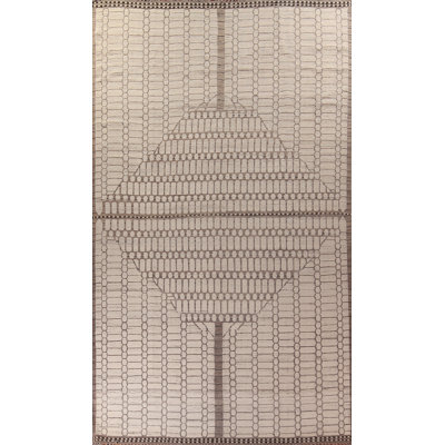 Tapis marocain moderne géométrique ivoire