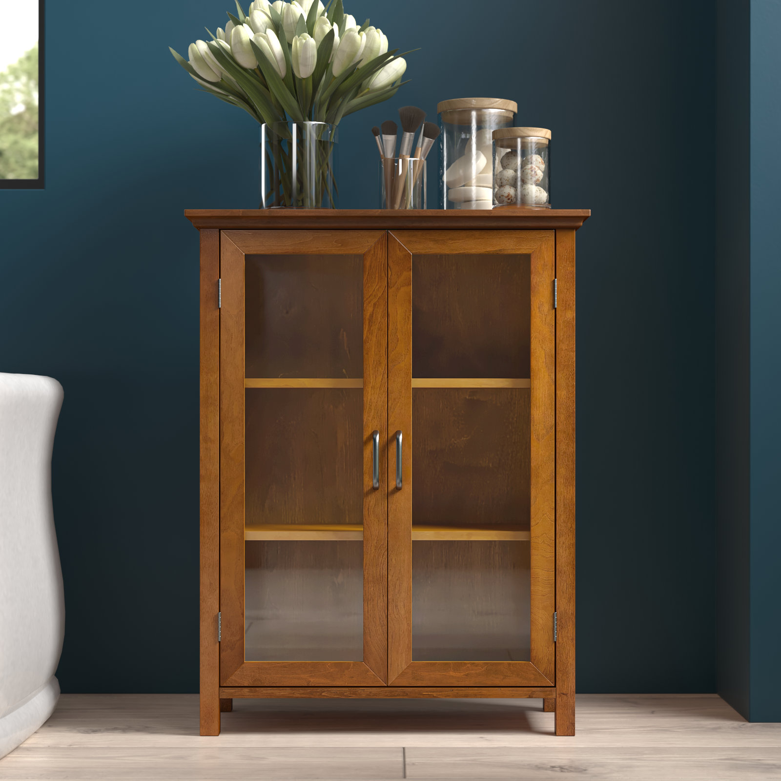 Elegant Home Fashions Wooden Standing Bathroom Storage Cabinet