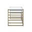 Bureau Shona avec plateau en verre transparent et finition or antique