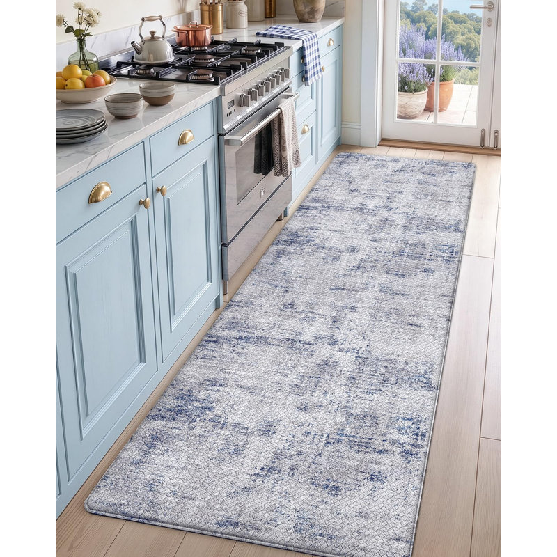 Tapis de sol de cuisine rembourré anti-fatigue, format couloir 23 x 86 pouces, bleu