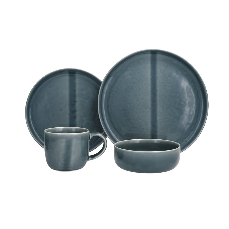 Nosse With Fortessa Svelte Stoneware, 16 Piece Dinnerware Set (Service for 4), Terracotta, Deep Blue