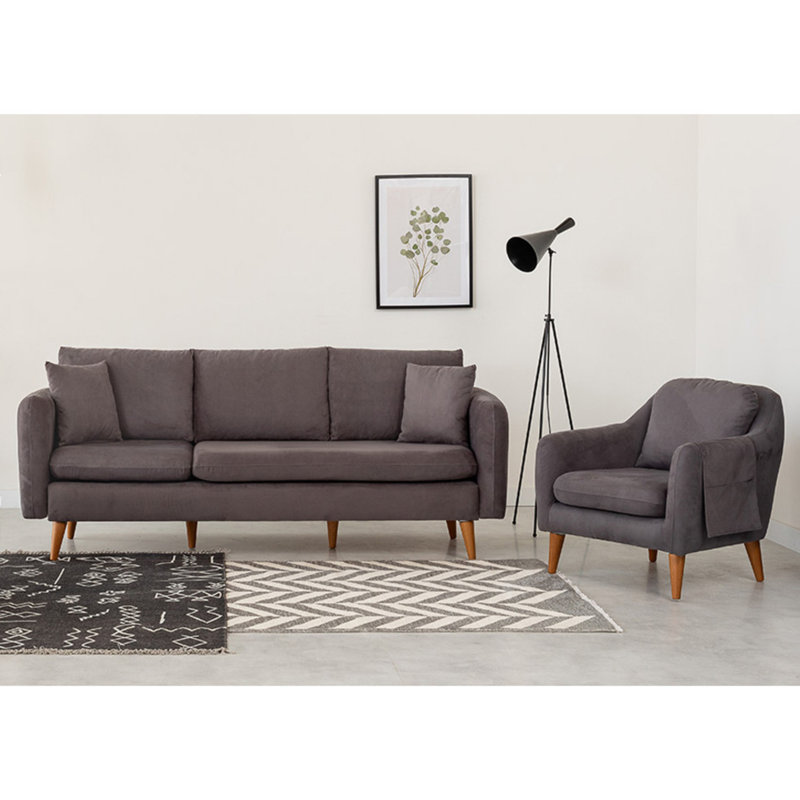 Ensemble de salon 2 pièces Aubuchon, 100 % coton anthracite