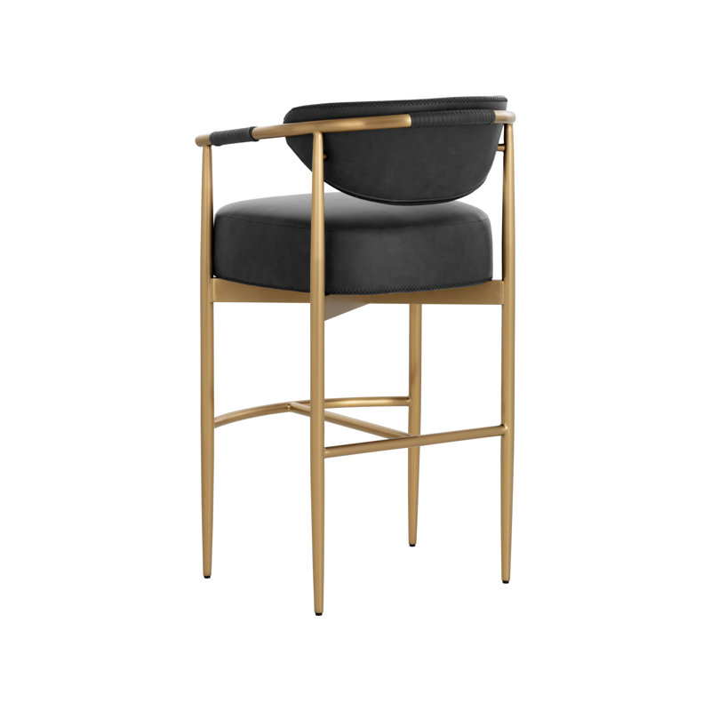 HELOISE Upholstered Stool with Metal Frame, Black, Bar Stool (30.25” Seat Height)