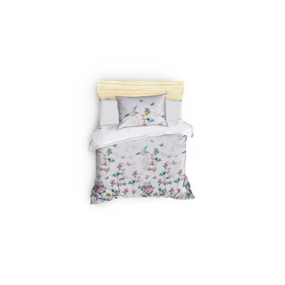 Ensemble de housse de couette en mélange de coton blanc / saumon / vert / jaune Dewsbury