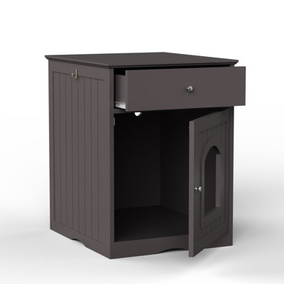 Enceinte en bois pour litière pour chat avec tiroir, table d'appoint, cage intérieure pour animal, table de chevet pour chat