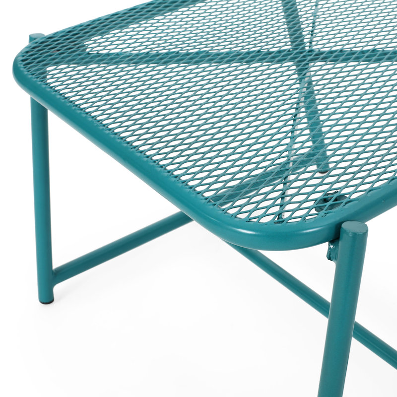 Table d'appoint d'extérieur H 13,23 po - sarcelle, style moderne avec filet