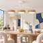 3-Light Modern Linear Integrated LED Pendant Light With Wood-Look Frame