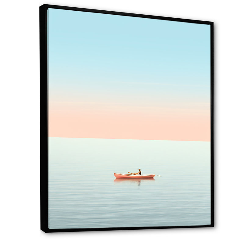 Coastal Calm Pink Kayak Photo sur toile, H 44 po x l 34 po x P 1,5 po, Cadre flottant noir