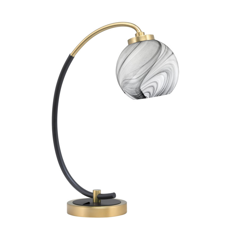 Lampe de bureau Wagley, Noir mat / laiton