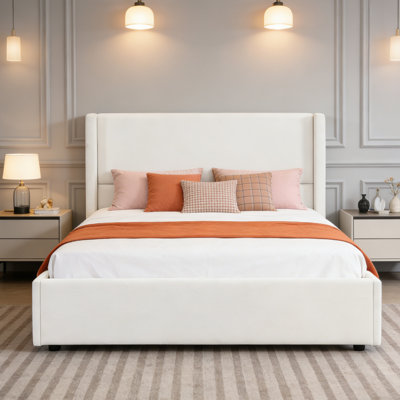 Louie Elegant Upholstered Bed With Tall Headboard