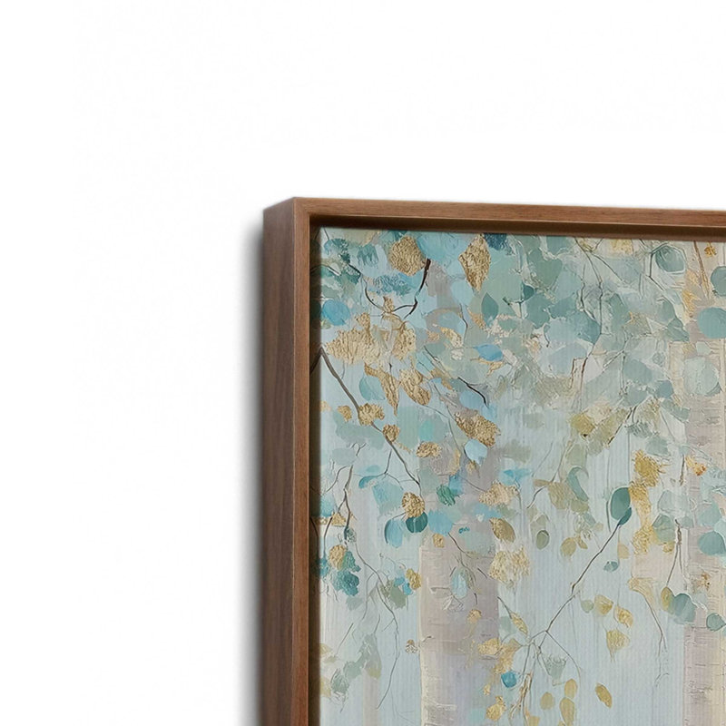 Ensemble de 2 impressions Golden Birch Serenity, 12 po x 18 po, Cadre flottant en noyer