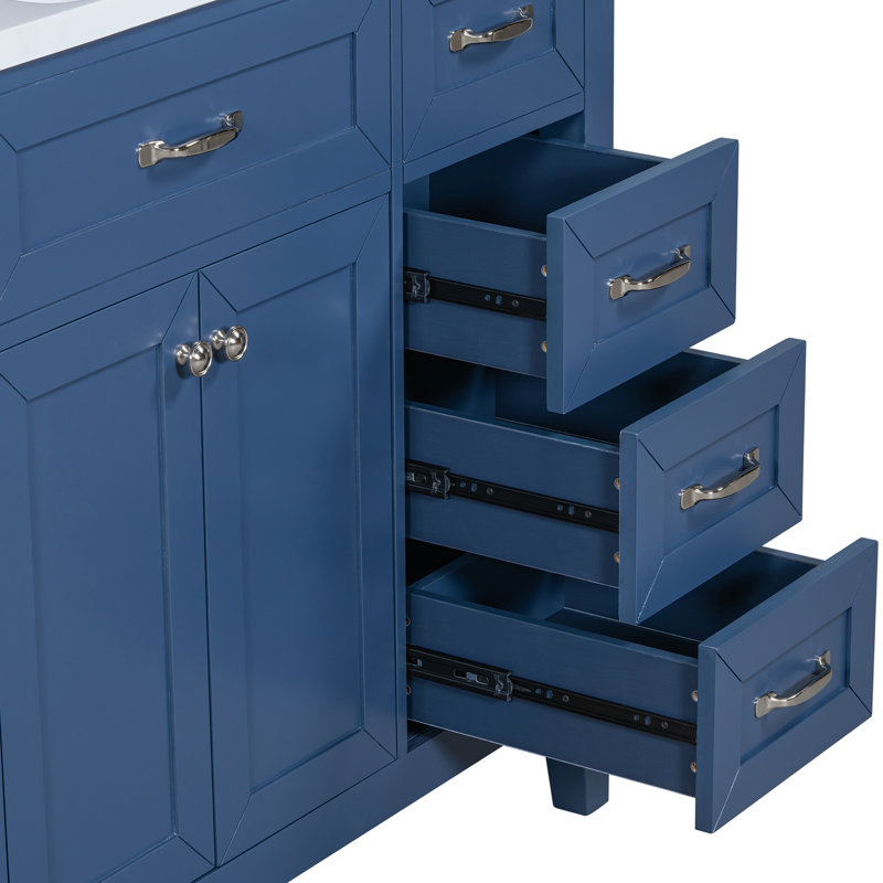 Basden 36'' Single Bathroom Vanity With Ceramic Top, Blue