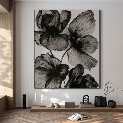 Extra Large Wall Art Fabric Print - Flowers Floral Botanical Artwork Artwork Decor for Living Room or Bedroom - "Frame Assembly Required (Unfinished Frame)"