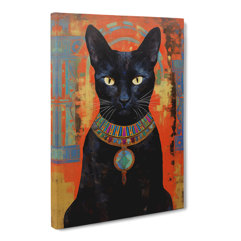 Egyptian Cat Impressionism - Wrapped Canvas, 60cm H x 40cm W x 3cm D