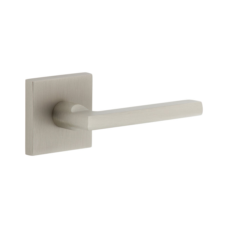 Viaggio Quadrato Rosette Passage (Hall & Closet) with Milano Lever, Right, 2.375", Satin Nickel