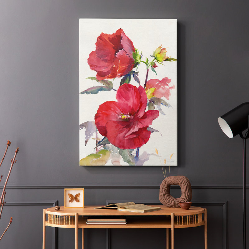 Hibiscus Glow III - galerie enveloppée Cavas, H 18 po x l 12 po