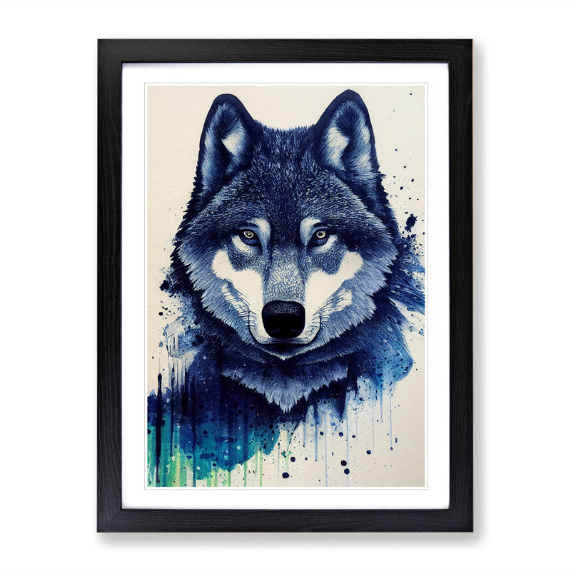 Painted Wolf No.4 - Framed Print, Black, 64cm H x 46cm W