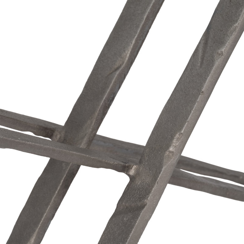 Modern Abstract Metal Sculpture - Contemporary Geometric Accent Decor Featuring Angular Intersecting Rectangles in Cast Aluminum and Stone for Bold Dimensional Display Art
