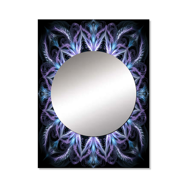 Nagehan turquoise et fleurs blanches fractales IV - miroir mural géométrique unique, miroir turquoise, impression sur métal