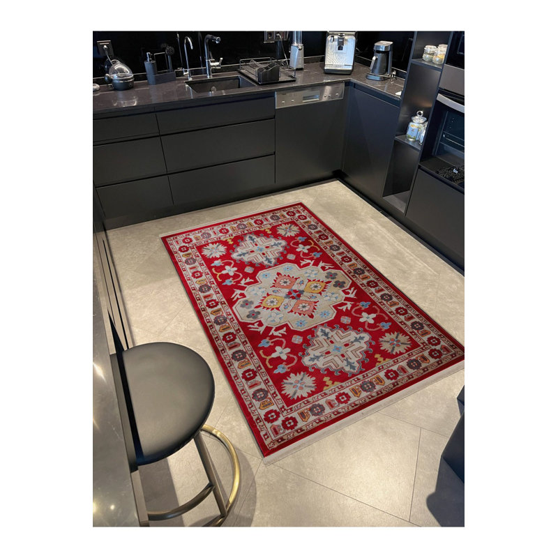  Tapis décoratif rétro à motif traditionnel beige, Tapis de couloir 3 pi 3 po x 6 pi 7 po inclus