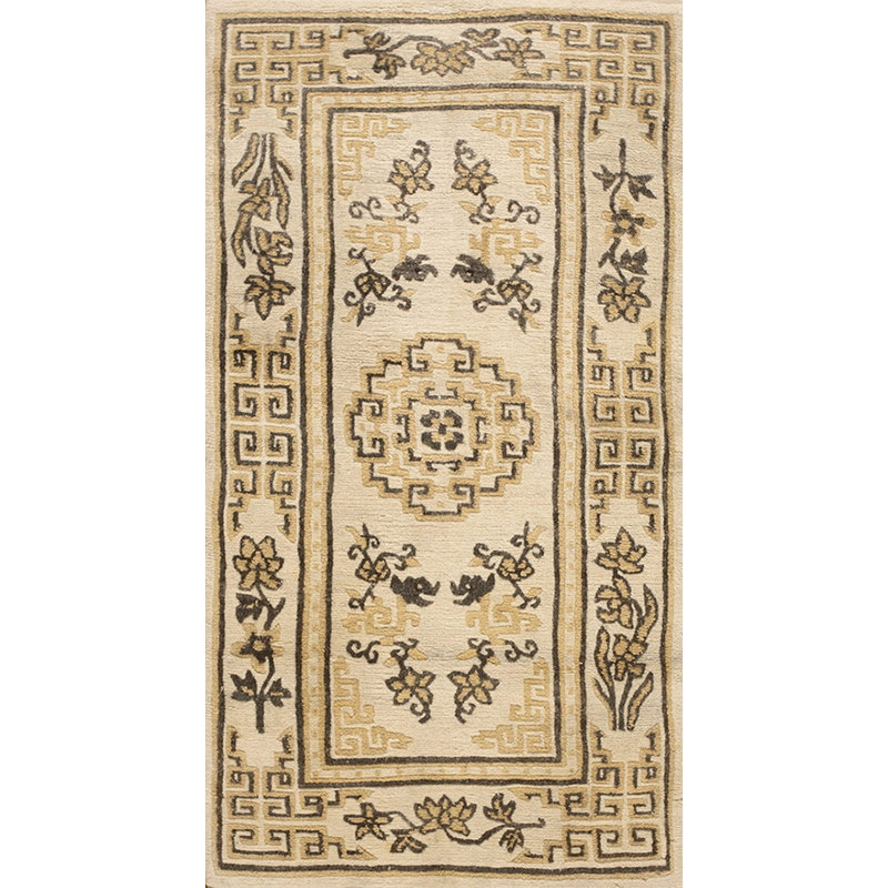 Vintage Tibetan Chinese Medallion Knotted Rug