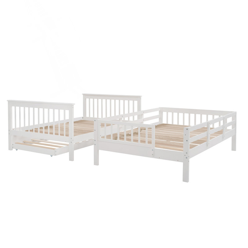Lit superposé double avec lit gigogne, rangement et barrière de sécurité, idéal pour la chambre à coucher et le dortoir afin de maximiser l'espace et le confort
