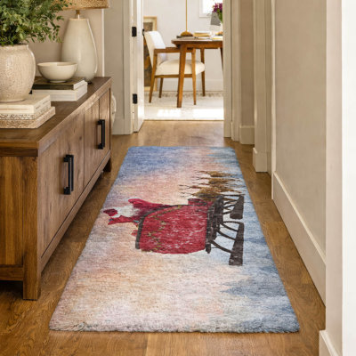 Premium Machine Washable Dream Shag ADS212 Santa Sleigh Rug