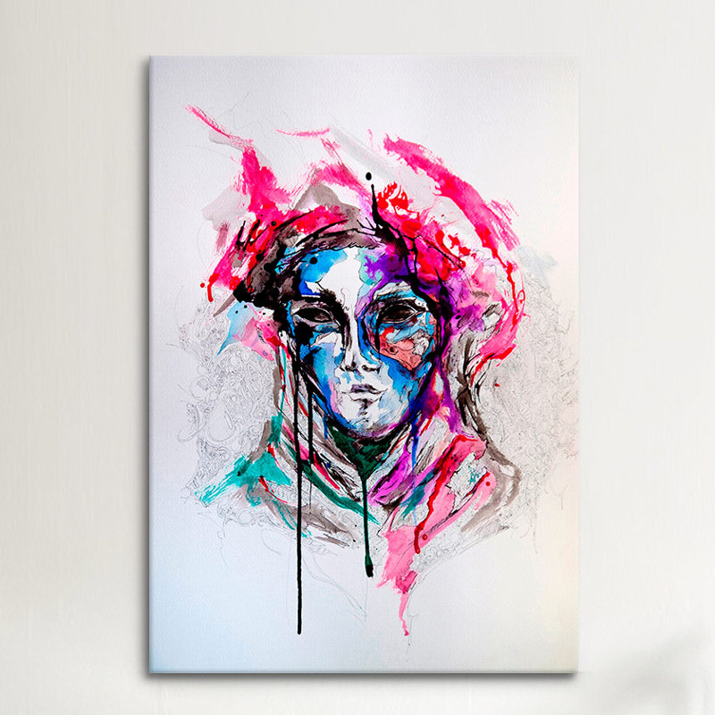 «Masq» par Marc Allante, reproduction d'art sur toile tendue, H 60 po x l 40po x P 1,5 po, Toile tendue, Pas de tapis