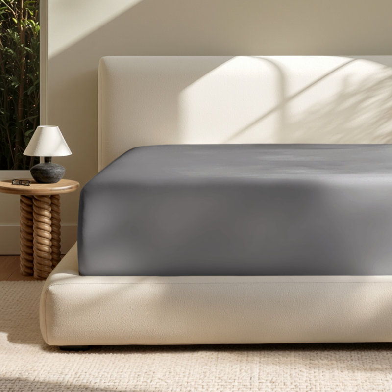 24" Extra Deep Pocket Microfiber Fitted Sheet, Gray, California King Fitted Sheet