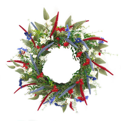 Couronne patriotique 24 po rouge et mauve lavande