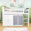 Lit mezzanine en bois avec garde-robe et tête de lit à DEL-1244682097-1244682096