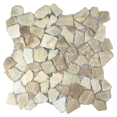 Rhine Random Sized Natural Stone Mosaic Mixed Quartz Tile Waterproof Shower - 1 Sq. Ft.