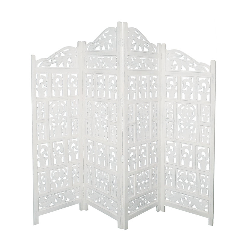 Bchester 200cm W x 180cm H 4 - Panel Folding Room Divider, White