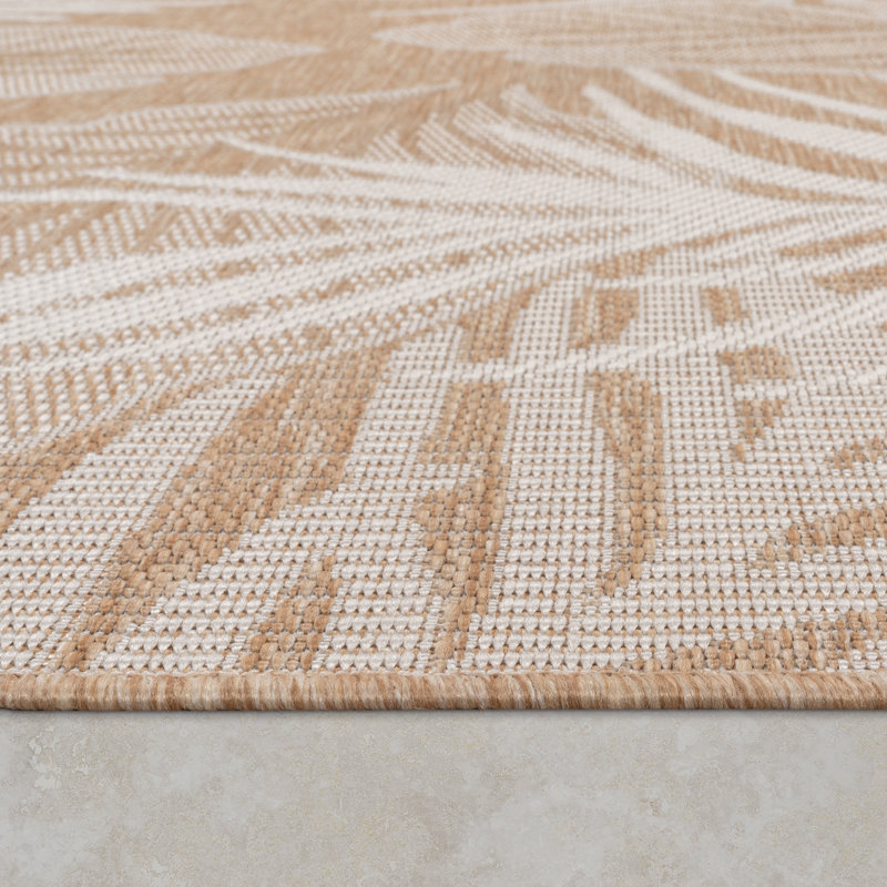 Tapis intérieur / extérieur beige tissé à la machine en polypropylène tissé à plat Rectangle Amyrah