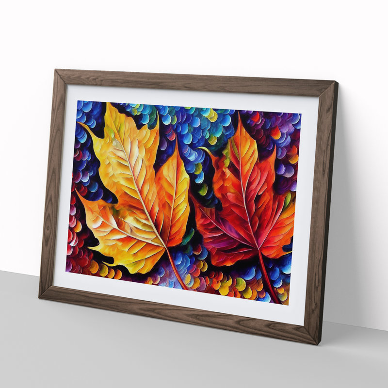 Glimmering Leaf Vol.1 - Framed Print, 46cm H x 64cm W x 2cm D, Walnut