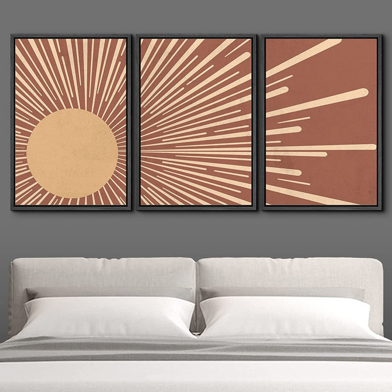 3 pièces, cadre flottant, impression sur toile, H 36 po x l 72 po x P 1,5 po, Noir