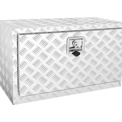 Boîte à outils 30 po 14 po 16 po en aluminium à plaque de diamant robuste avec loquet et clés de verrouillage pour garder les outils organisés en alliage d'argent