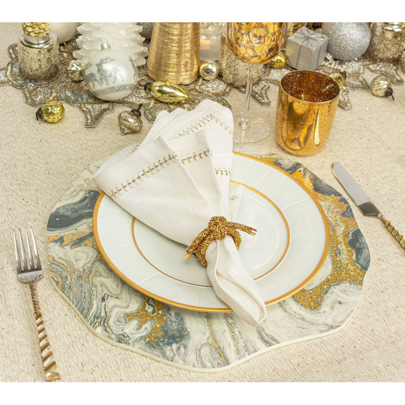 Cosmos Placemat, Ivory/Gold/Silver
