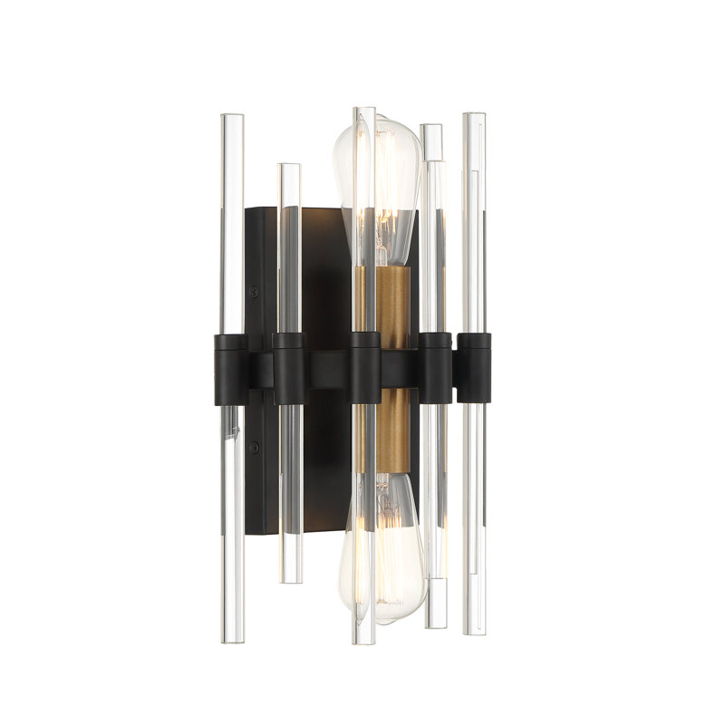 Applique murale 2 lumières Santiago en noir mat avec accents laiton chaleureux