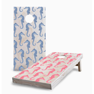 Seahorse 2x4 Cornhole Board Set | Includes (2) Boards (8) Bags & Optional Accessories