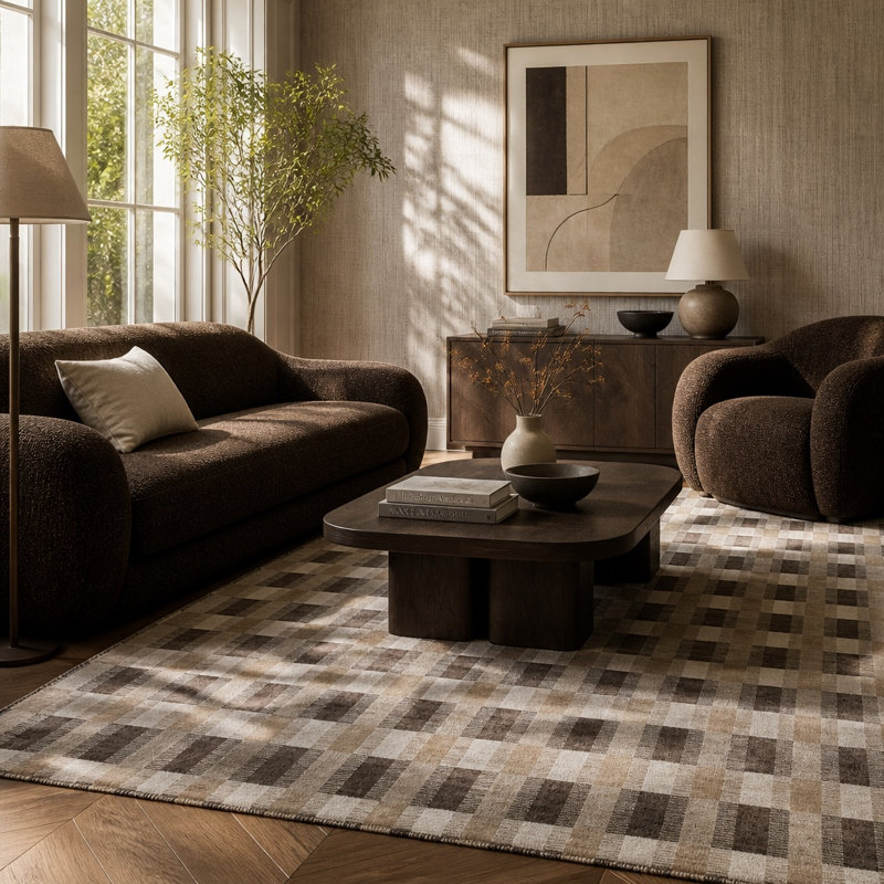 Tapis 100 % laine de Nouvelle-Zélande, Brown, 7'9" x 9'9"