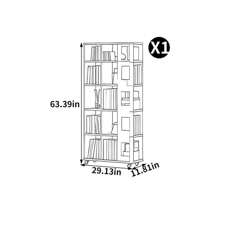 Bibliothèque simple de style italien, Brun, (5 tablettes) H 63,39 po x l 29,13 po x P 11,81 po