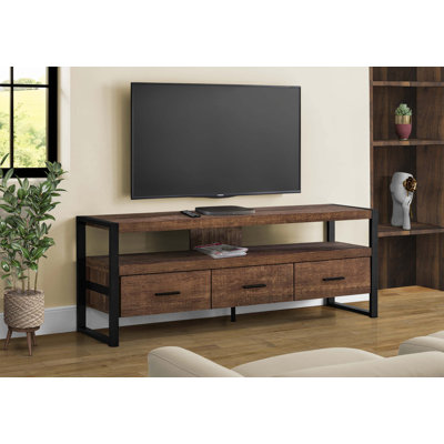 Meuble télé, 60 po, console, meuble multimédia, tiroirs de rangement, salon, chambre à coucher, métal stratifié, contemporain, moderne