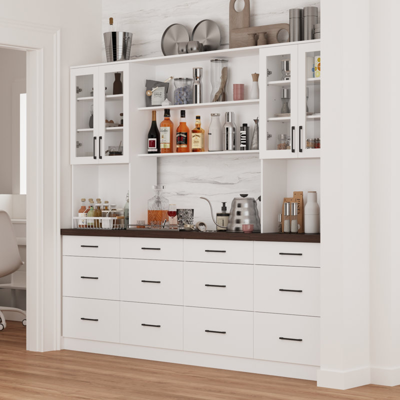Buffet de 94,5 po de large avec garde-manger, Blanc