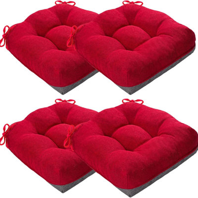 Ensemble de 4 coussins de chaise de salle à manger en mousse viscoélastique 15,5 pouces - rouge