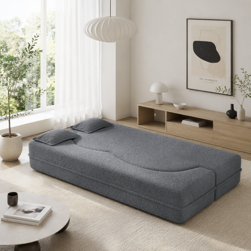 Canapé moderne avec 2 coussins, Ours en peluche, Gris foncé
