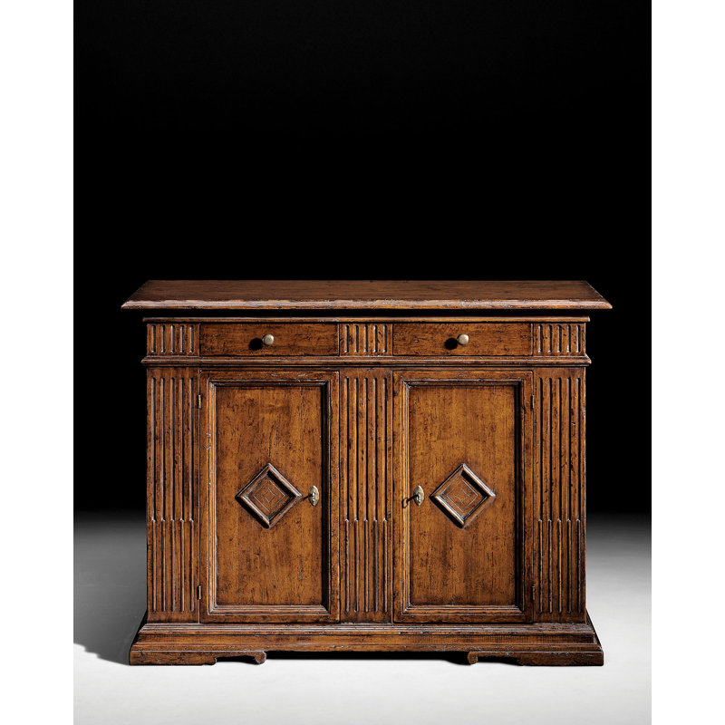 55" Wide 2 Drawer Walnut Wood Sideboard