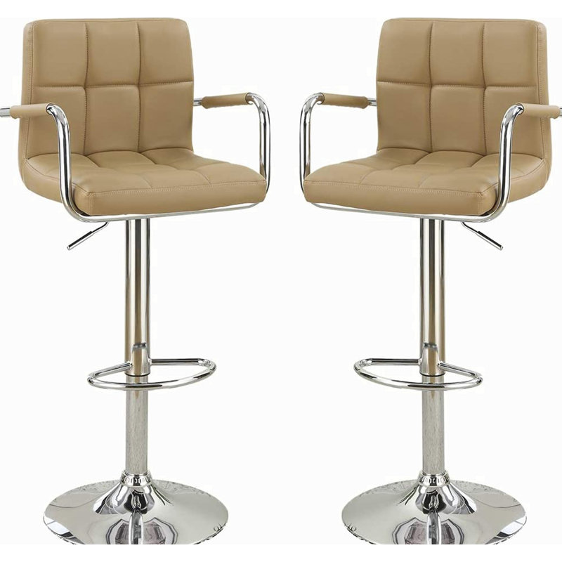 Kapri Swivel Upholstered Adjustable Height Counter Stool, Brown