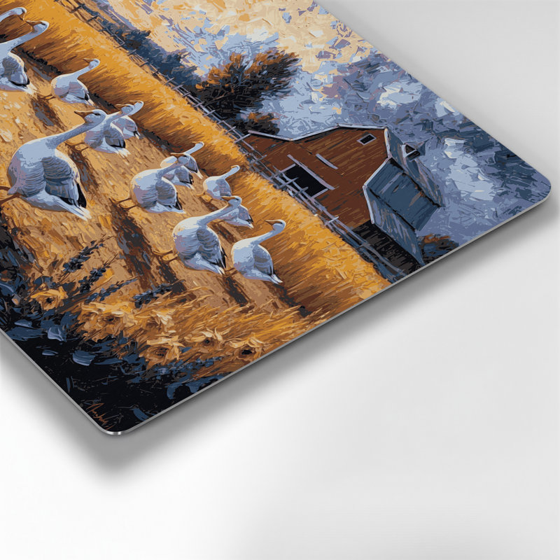 Oies de ferme, art mural en métal brun, H 11 po x l 14 po